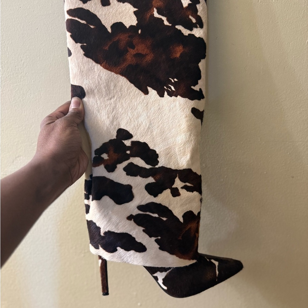 Cow Print Knee-High Boots - image 7